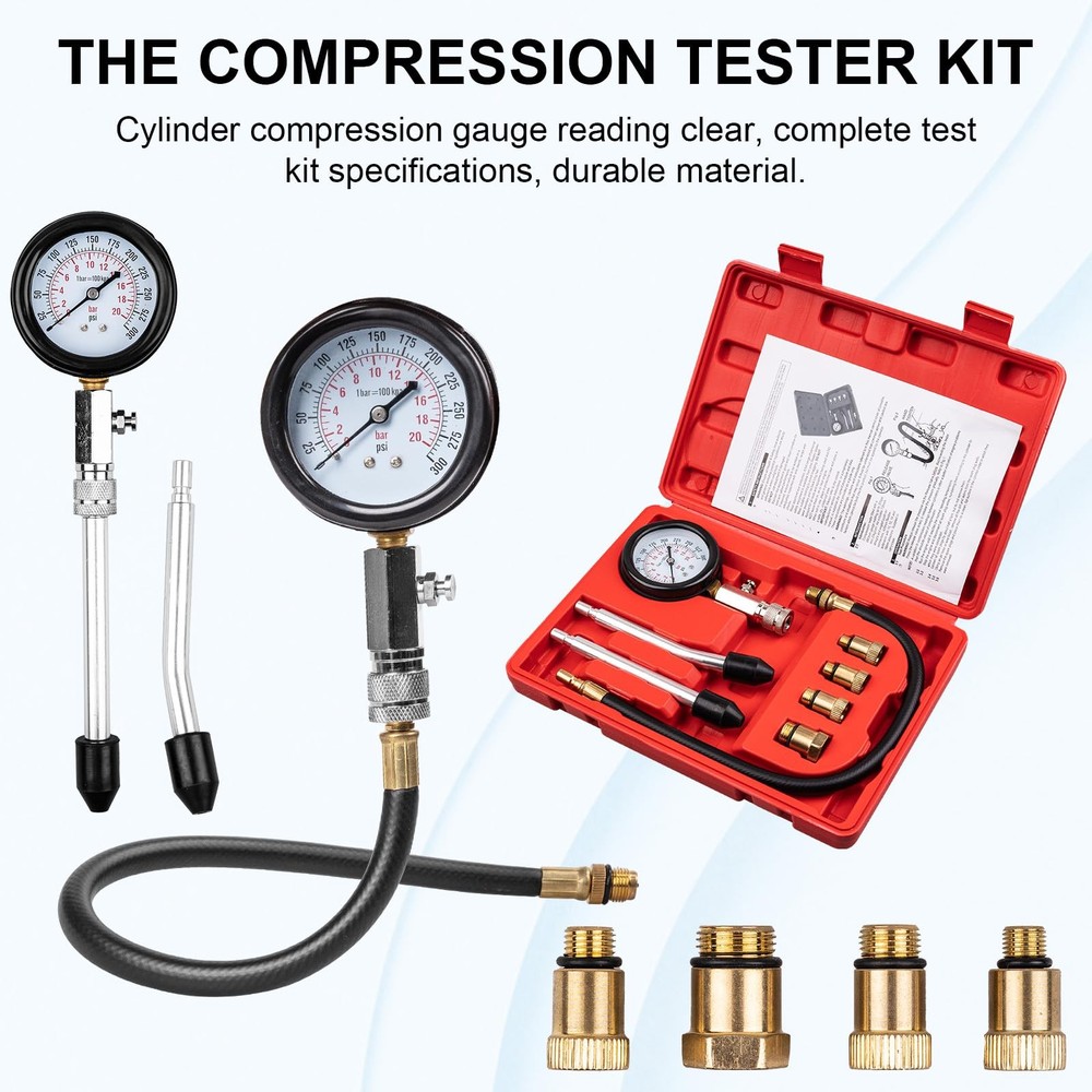 Clatoon 8pcs Petrol Engine Cylinder Compression Tester Kit, Small Engine...
