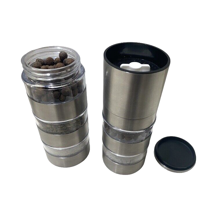 Salt and Pepper Shaker Grinder Stainless Steel Multicompartment