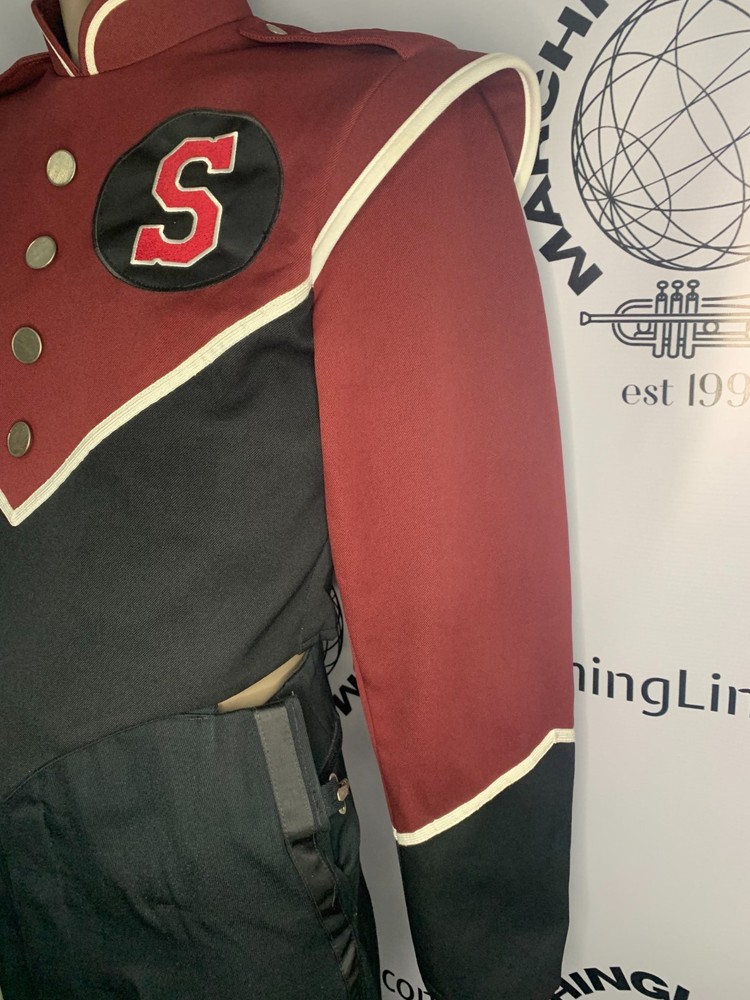 Maroon, White & Black Marching Band Jacket Size 36 Regular - Authentic
