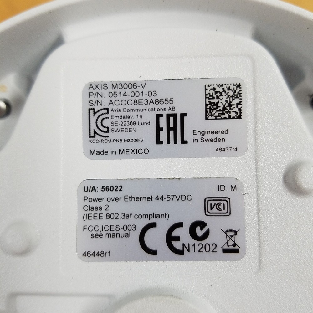 Axis M3006-V Fixed Mini-dome Network IP Camera, 3MP, 134° Wide Angle - USED