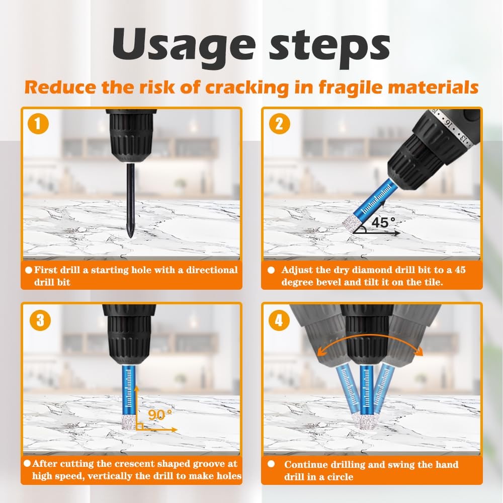 7 PCs Diamond Drill Bits Set, Versatile Tile for Ceramic Glass...