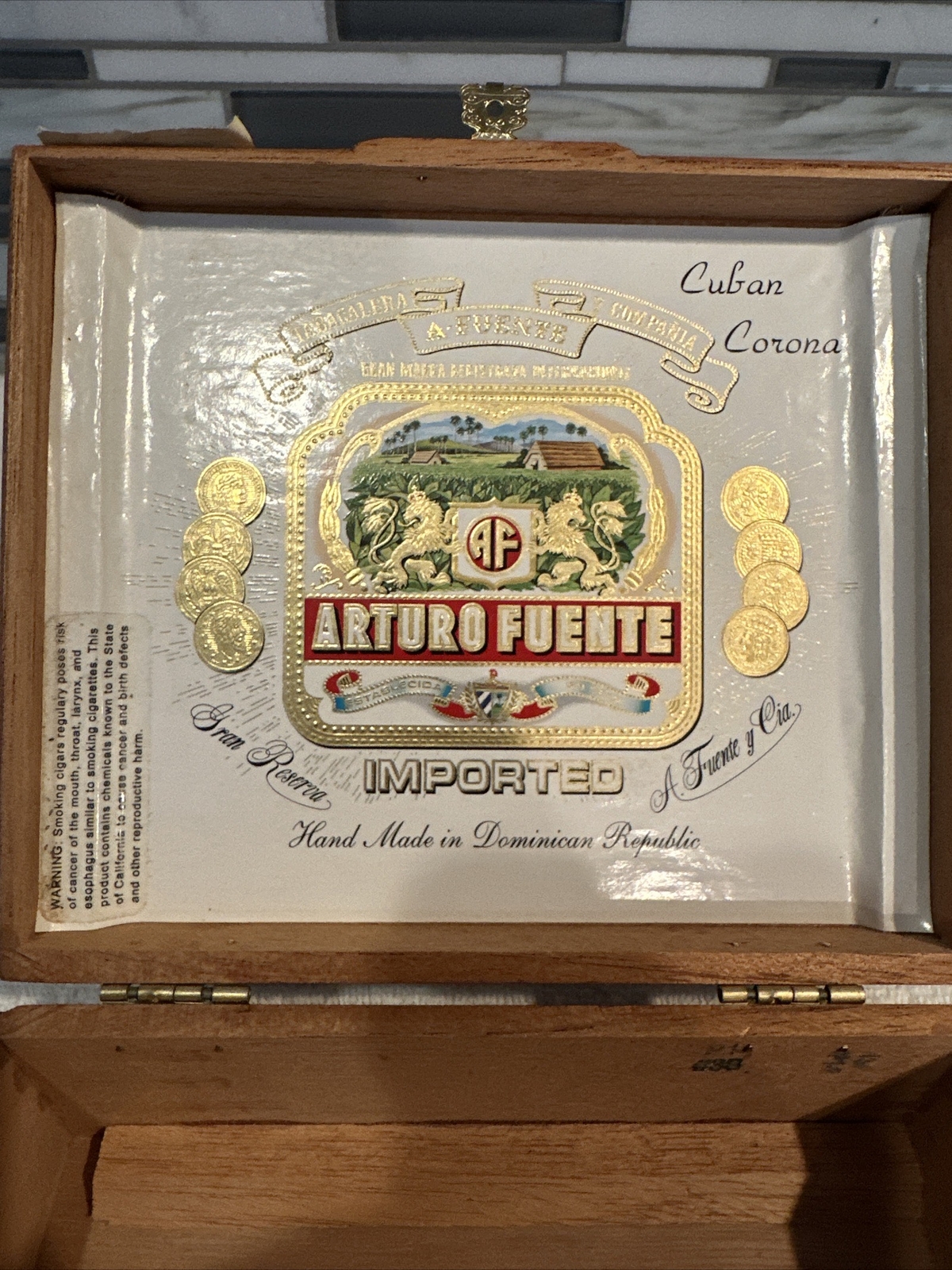 Arturo Fuente Wooden Empty Cigar Box Cuban Corona Empty