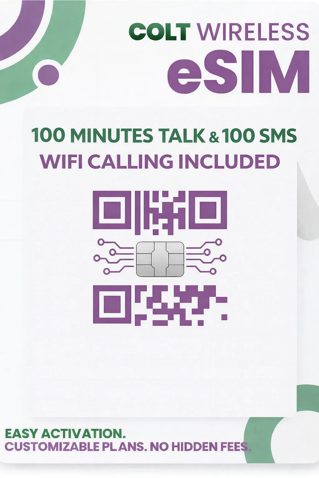 Colt Wireless  U.S. Phone Number eSIM 100 Min Talk & 100 SMS WiFi Calling Incl