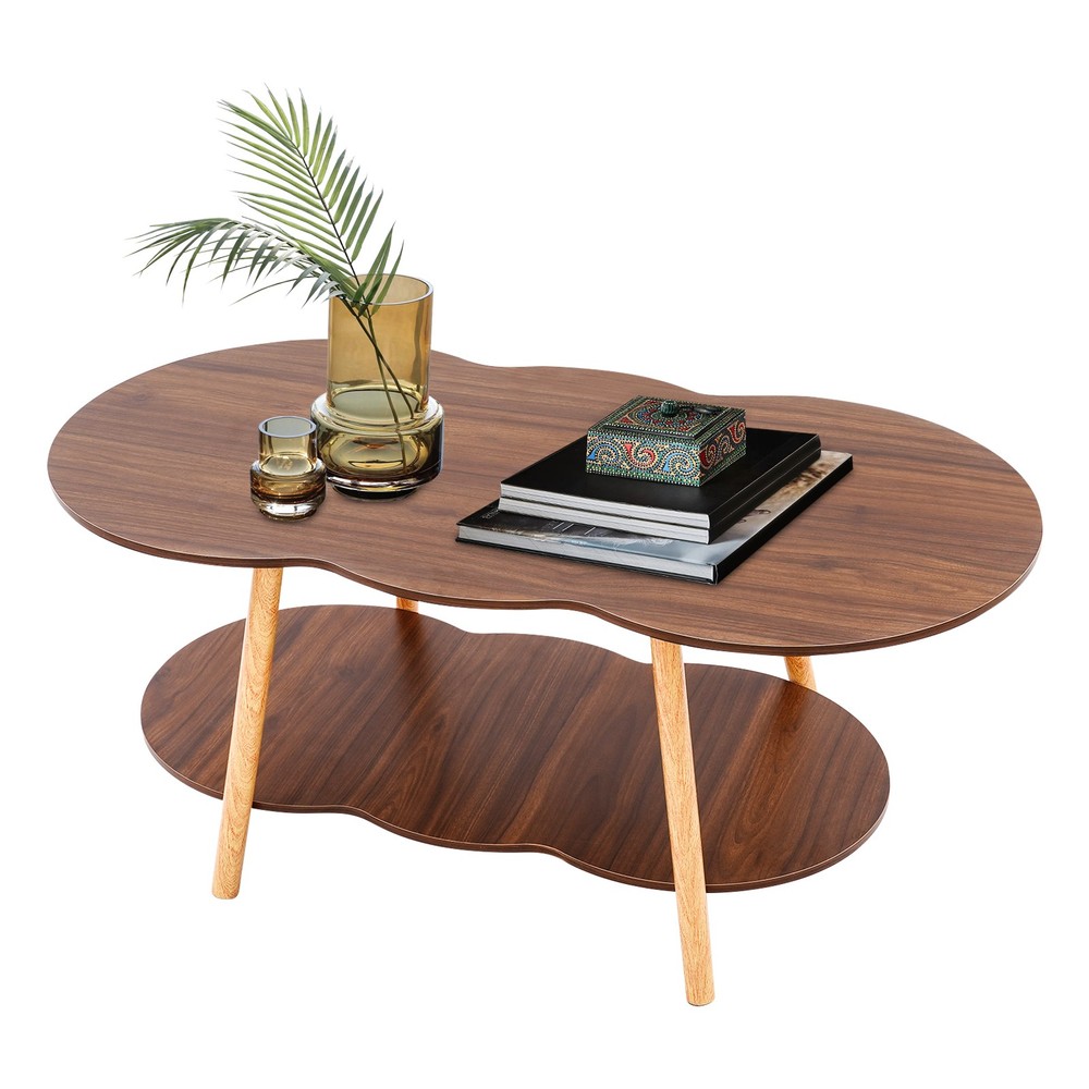 2 Tier Cloud-shaped Sofa Table Modern Coffee Table End Table for Home Office