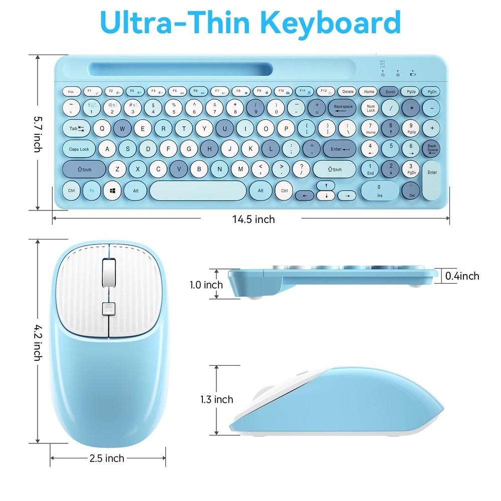 Bluetooth Keyboard and Mouse Wireless Multi-Device Rechargeable Keyboard and