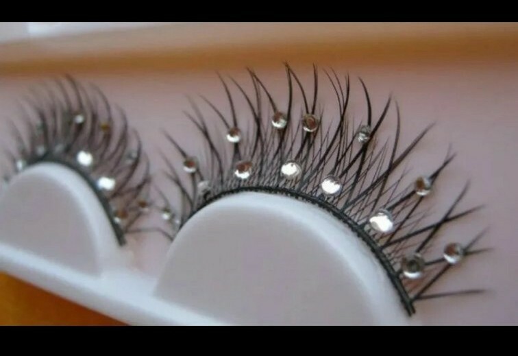 False Eyelashes with Fake Studs + Lash Glue