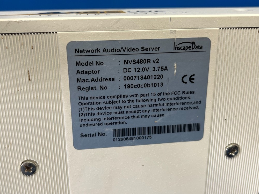 INSCAPE DATA NVS480R v2 NETWORK AUDIO SERVER