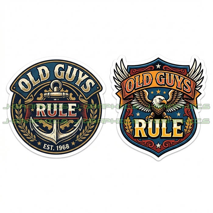 Old Guys Rule Vinyl Decal Sticker 2 Pack E