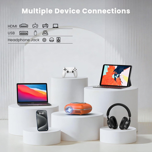 Mini Projector with Two -Way Bluetooth, Portable for Home Orange