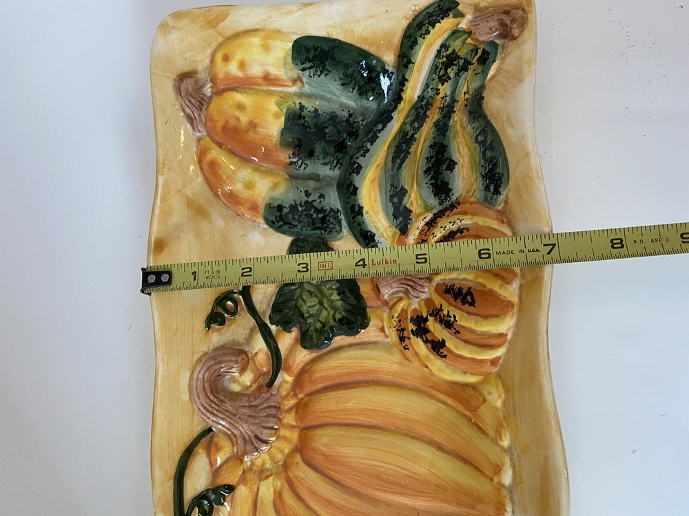 Ceramic Fall Harvest Pumpkin Rectangle Serving Platter Cardinal Inc 17 X 7