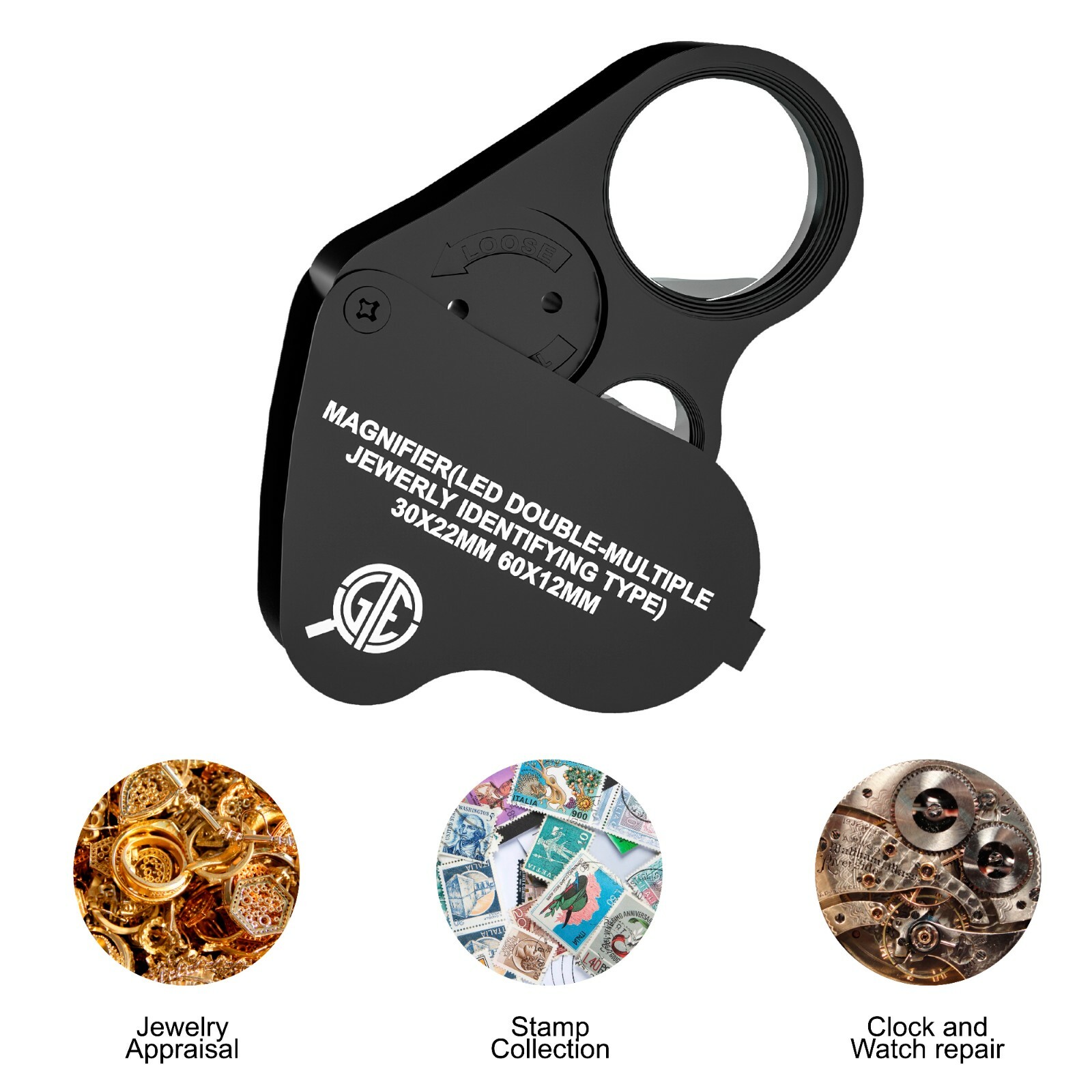 30X 60X Illuminated Jewelers Eye Loupe Foldable Magnifier Bright LED Light Gold