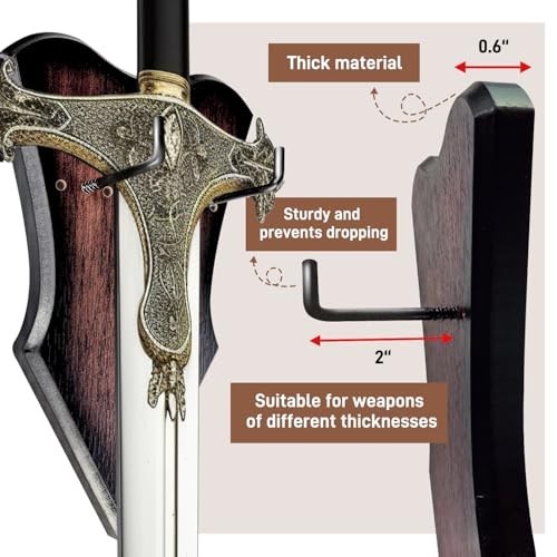 Adjustable Sword Plaque Wall Mount Display Holder for Bow, Dagger, Axe - 2pcs Me