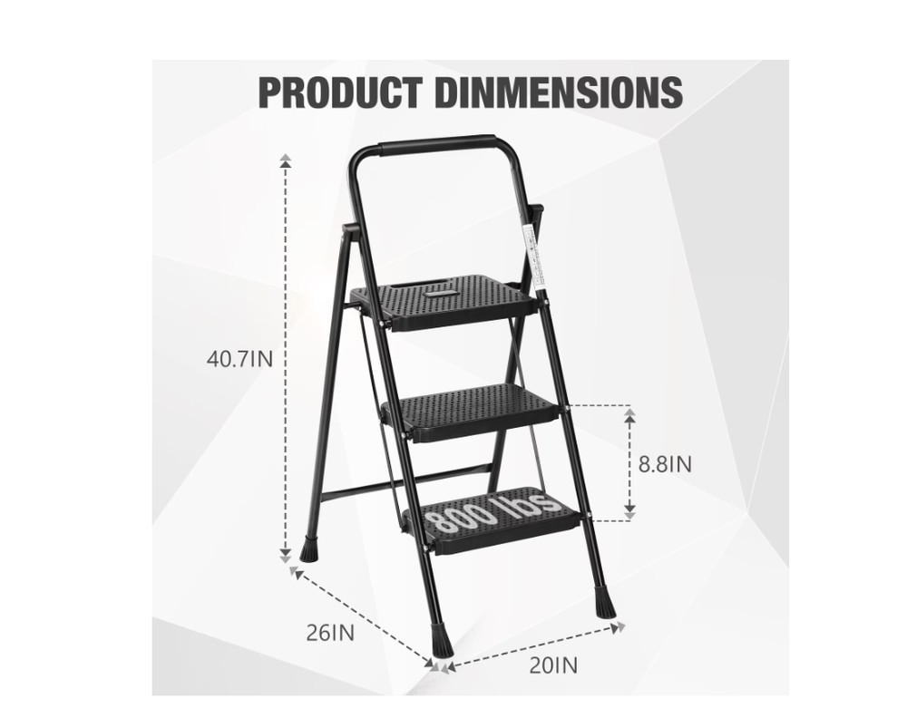 Gianna 3-step ladder, step stool for adults
