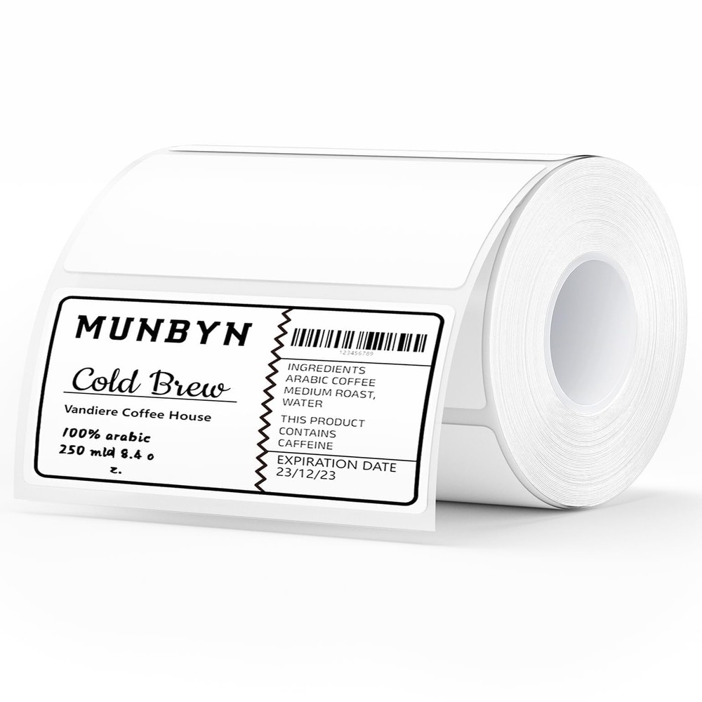 MUNBYN 4” X 2” Direct Thermal Labels, Printer Stickers, 4x2", White