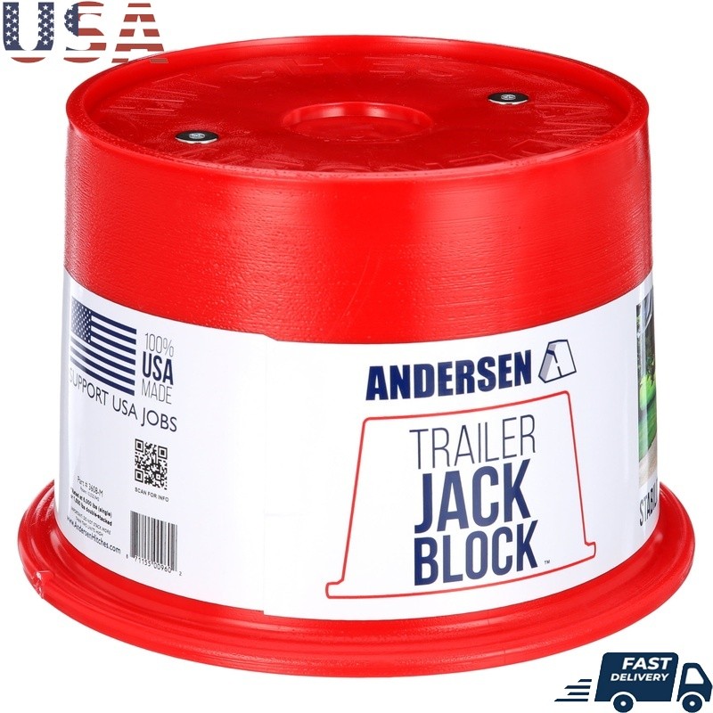 Trailer Jack Block Stabilizer RV Trailer Easy Install Stackable Magnet Base Red