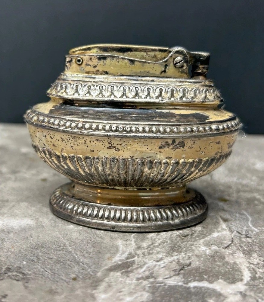 Queen Anne Ronson Table Lighter 1940s Silver Plated Needs Work 2” Tall