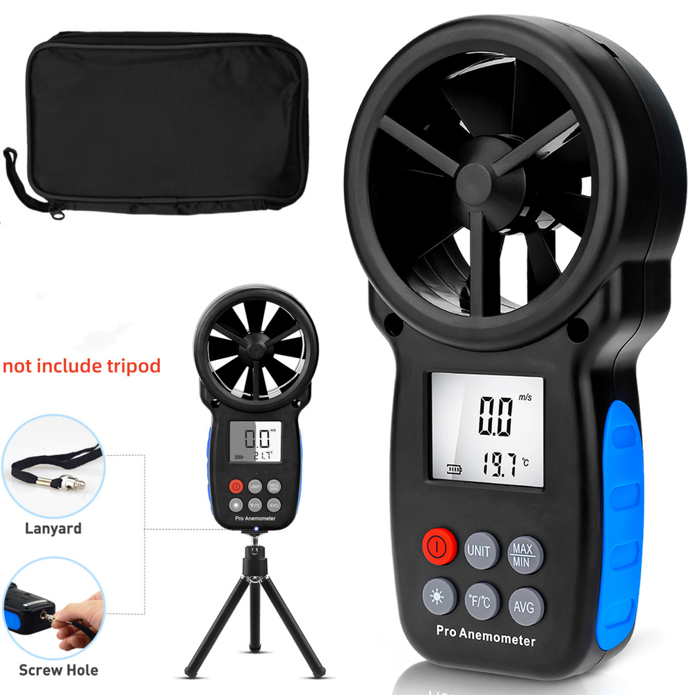 Handheld Anemometer Digital LCD Wind Speed Meter Gauge 30M/s Temperature Tester