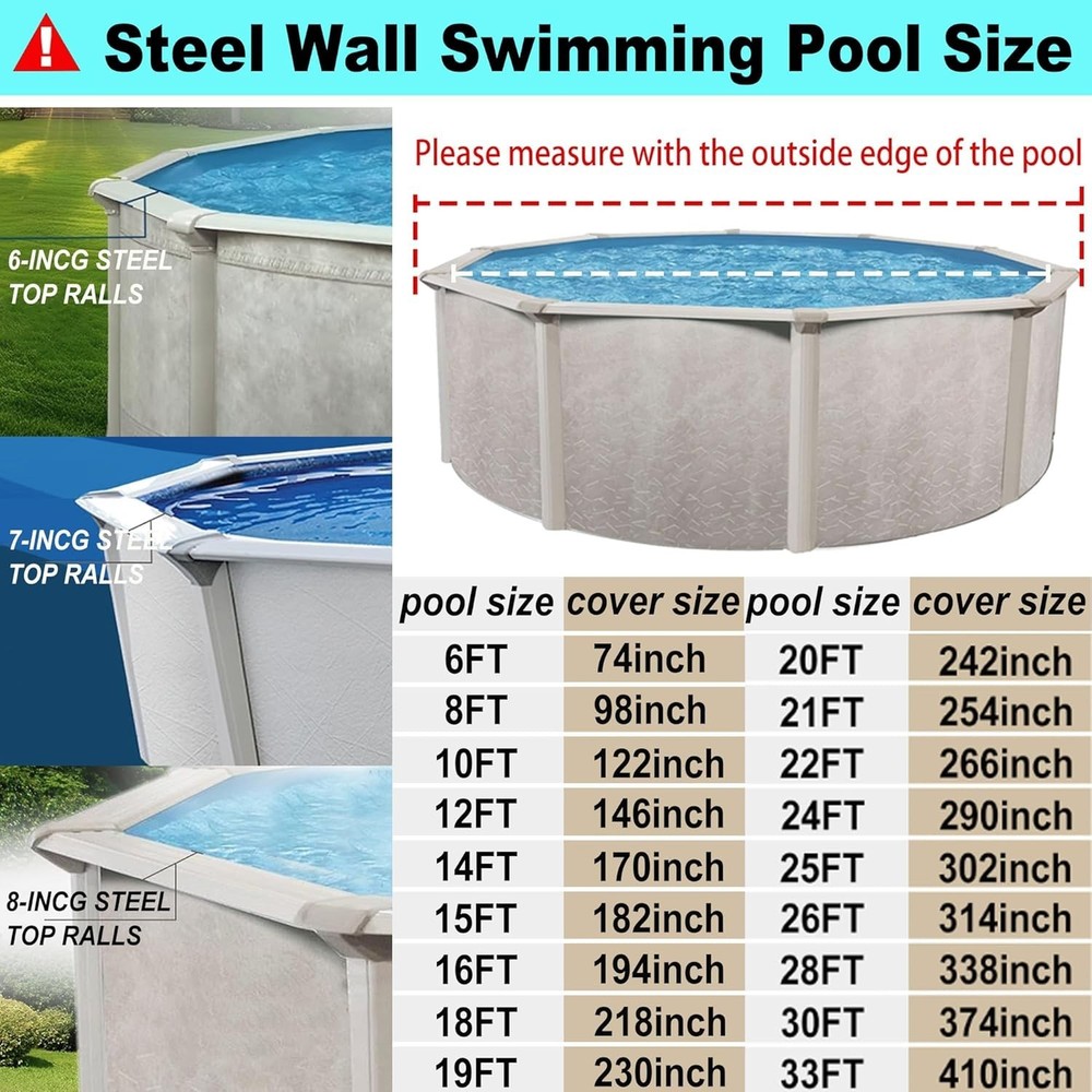 24 Ft Pool Cover, with Automatic Drain Round Pool Cover, One-Piece Quick Install