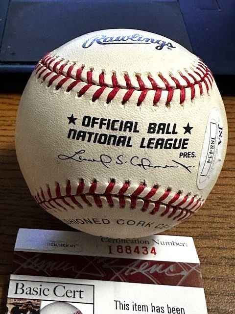 BOBBY BARR 2 SIGNED AUTOGRAPHED ONL BASEBALL! Dodgers! JSA!