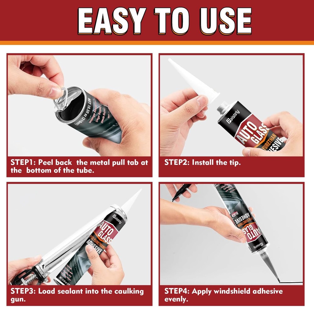 Windshield Sealant Black 310ml, Fast Cure Adhesive,