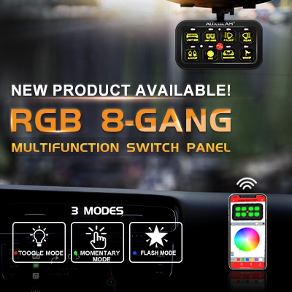 AUXBEAM AR-800 Multifunction 8 Gang RGB Switch Panel bluetooth APP Controller