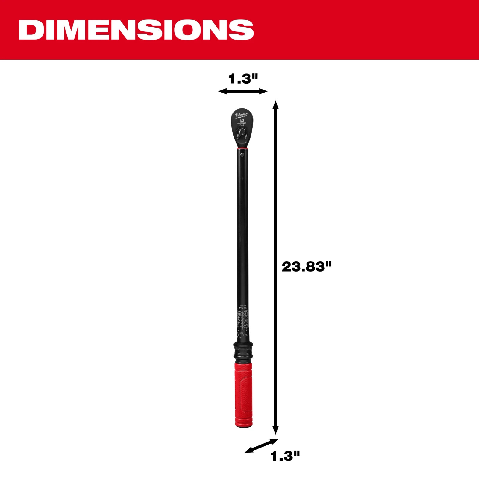 Milwaukee 48-22-9203 1/2" Drive Click Torque Wrench 50-250 ft-lb Adjustable Tool
