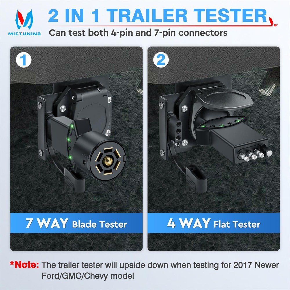 Multi-Function7 Way Blade&4 Pin Flat Trailer Light Circuit Tester LED Indicators