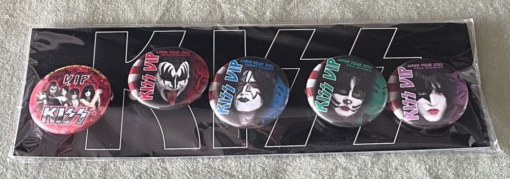 $0 ship! Kiss JAPAN tour 5 x PIN BADGE set VIP TICKET ONLY not for sale OFFICIAL