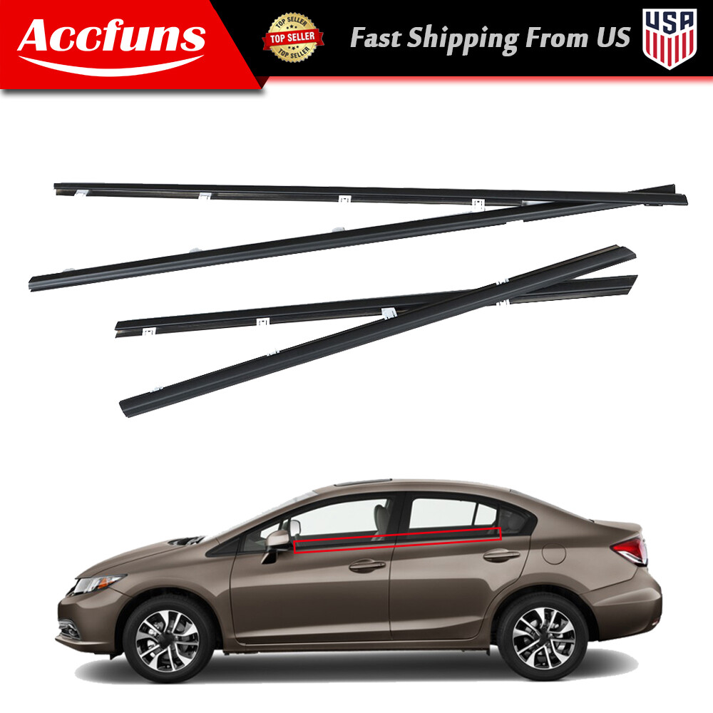 New Outer Window Moulding Trim Weather Strips Seal For Honda Civic  2012-2015