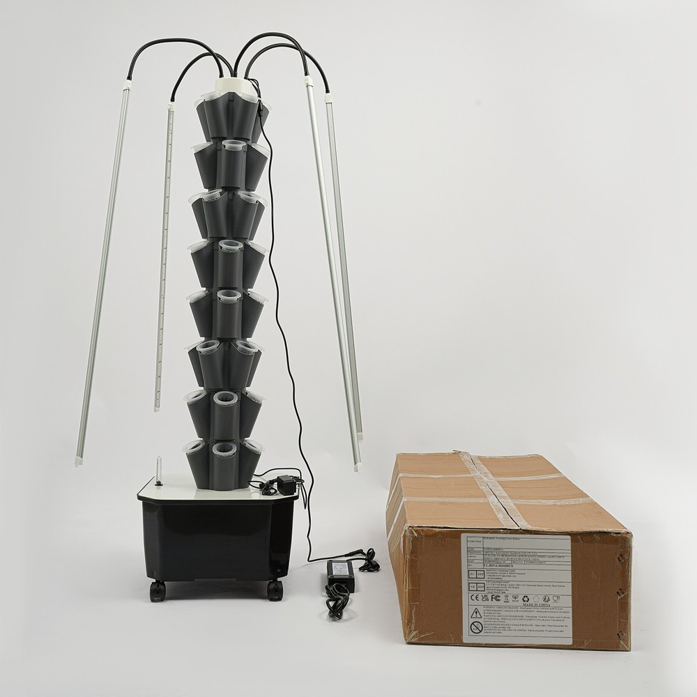 Hydroponics System with Grow Lights - 40 Hole Vertical Garden Tower Kit