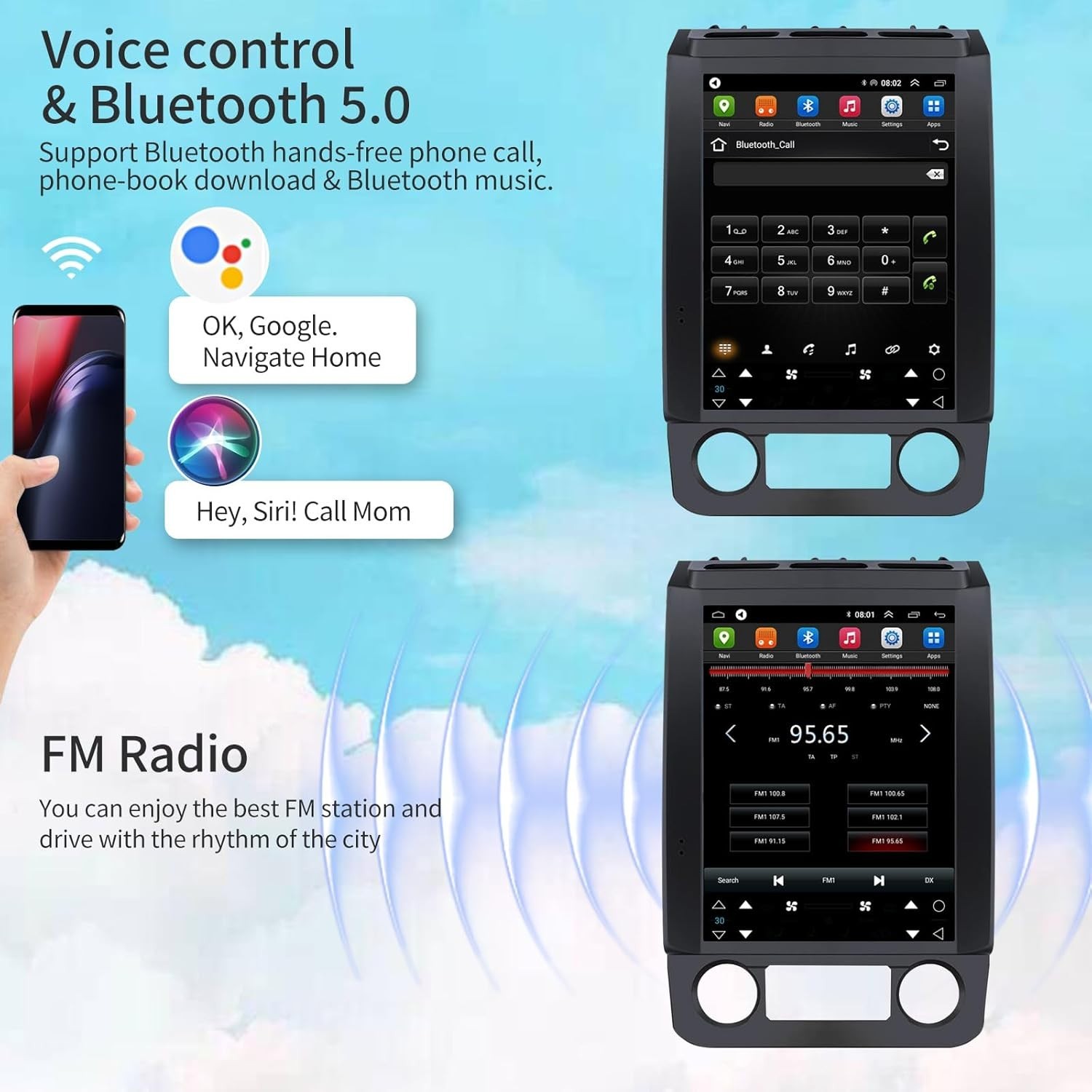 8-Core for Ford F150 2015-2021 Android 13 Car Radio 12.1'' Tesla Style 4+64GB