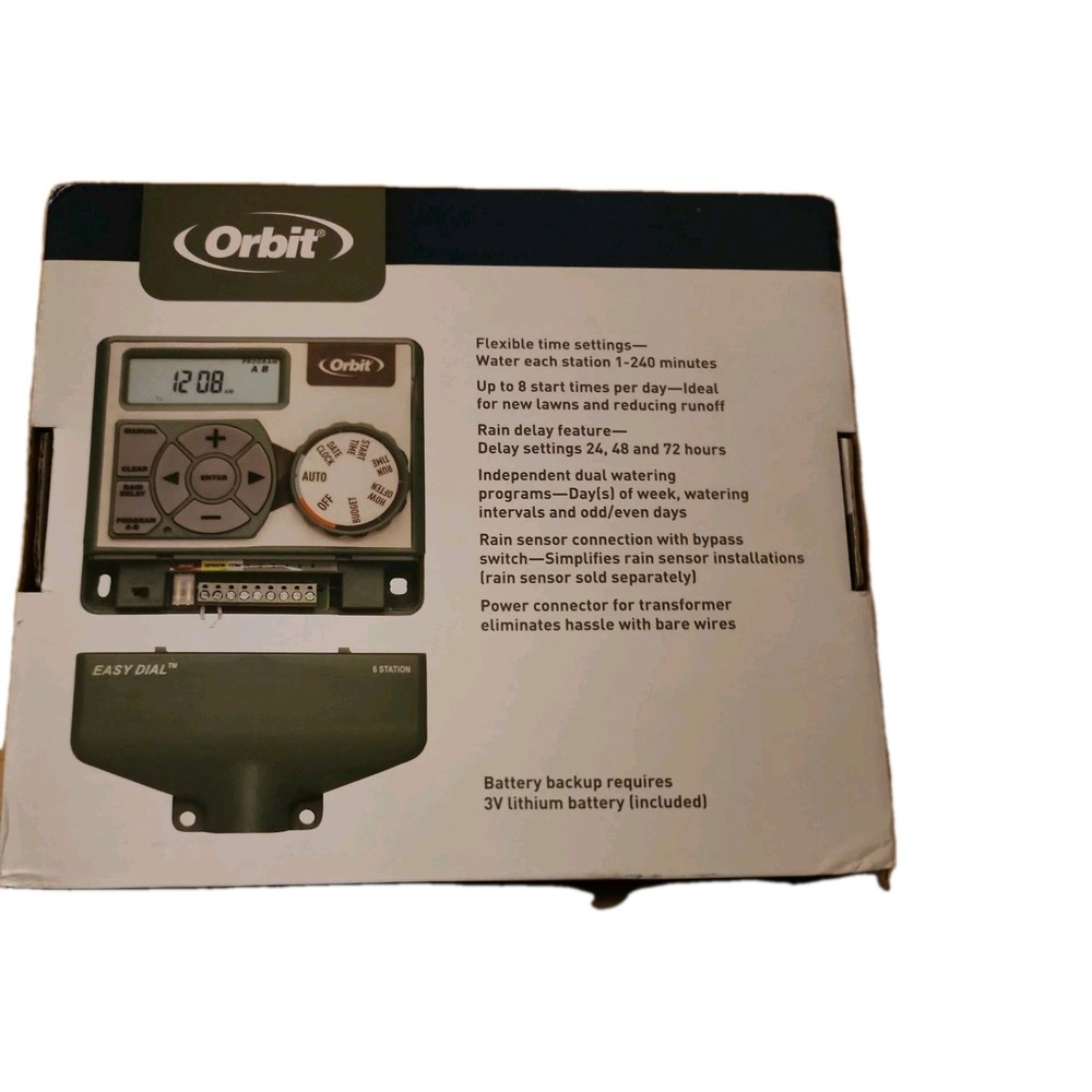 Orbit Easy Dial 6 Station Sprinkler Timer 57596 w/Easy-Set Logic Programming