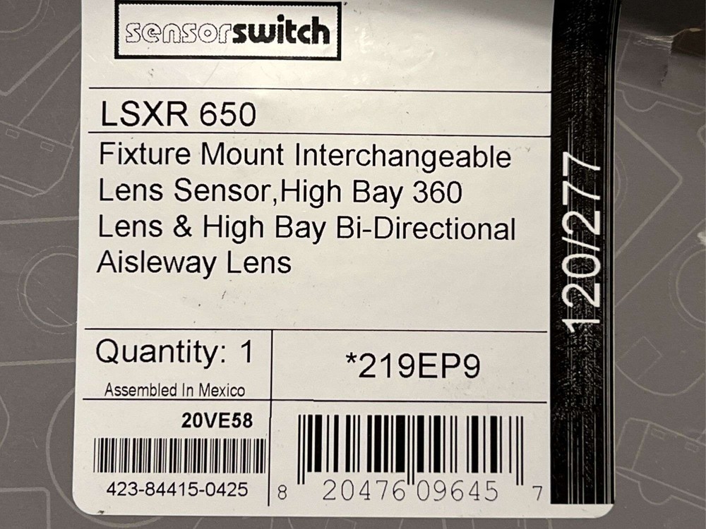SENSOR SWITCH LSXR 650 Occupancy Sensor: Fluorescent/LED Passive Infrared 20VE58