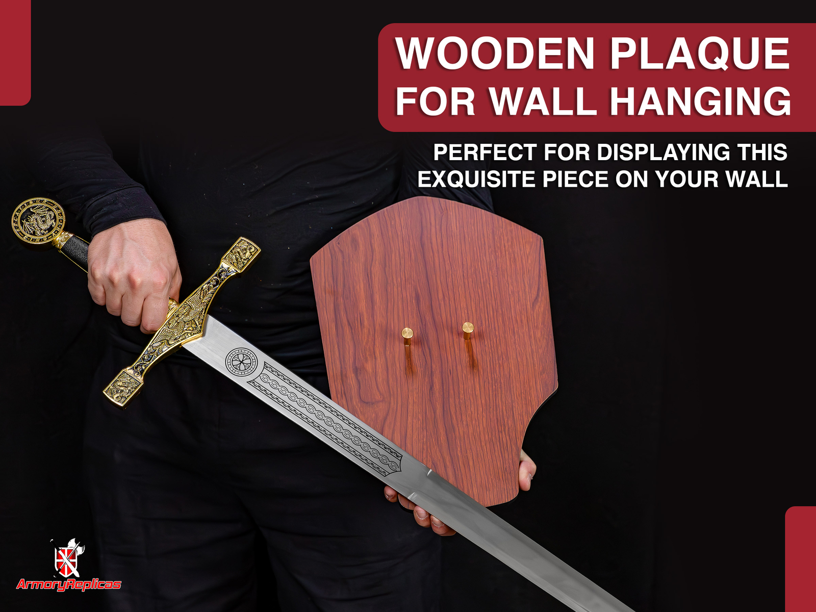 King Arthur Excalibur Longsword - Replica Medieval Knights Sword Gold-Anodized