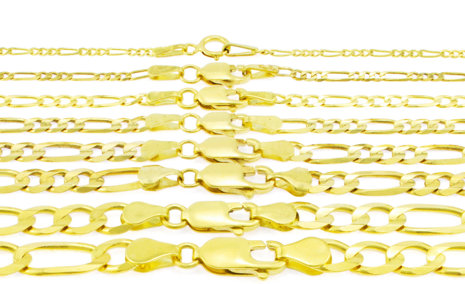 10K Real Yellow Gold 2mm-9mm Figaro Chain Link Pendant Necklace Bracelet 7"- 30"