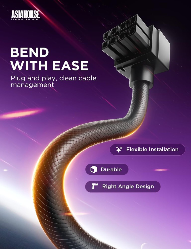 Hydrus-8PIN GPU PSU Extension Cable ARGB Light, Copper Wire Power Extension C...