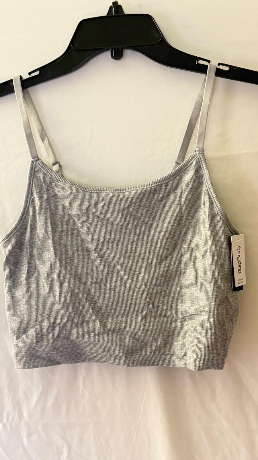 New Gap Women's Logo Comfort Cotton Rib Crop Cami Bra Gray Size L