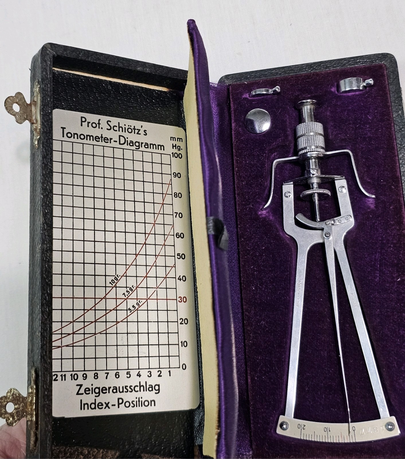 Vintage Mid-Century Schioetz Tonometer Medical Ophthalmology Tool Germany