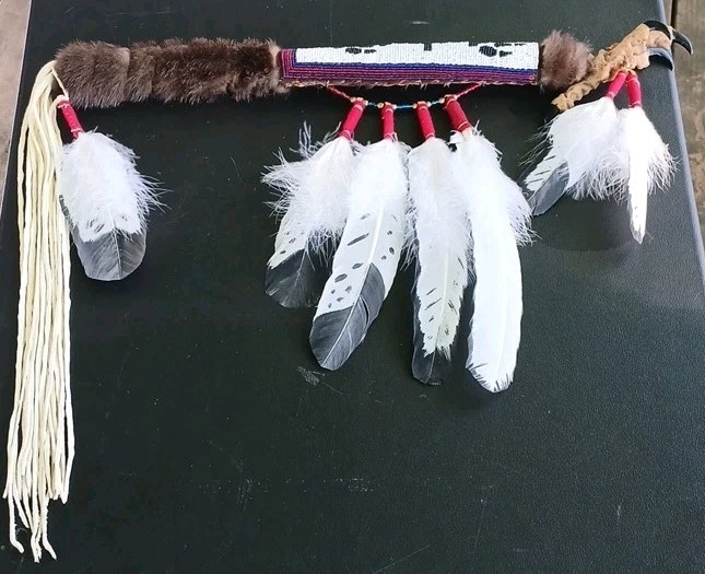 PowWow Regalia - Eagle Foot Dance Stik with Beadwork