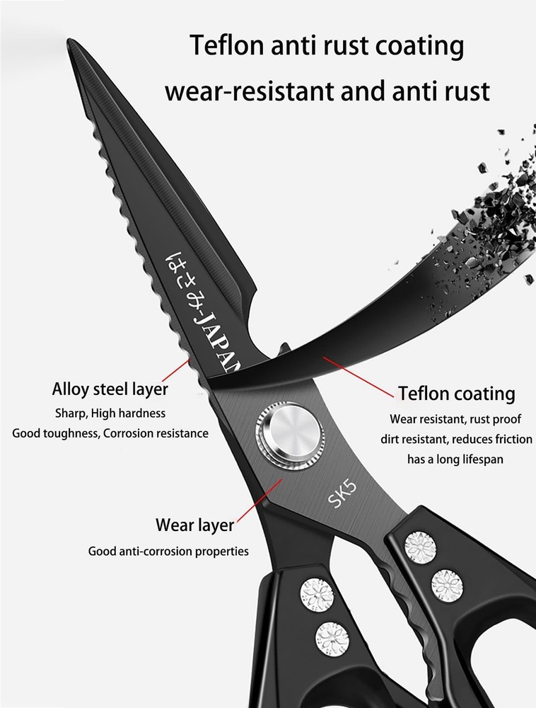 Multi-Purpose Rust Proof Kitchen Shears, Heavy Duty Meat Scissors, Dishwasher...