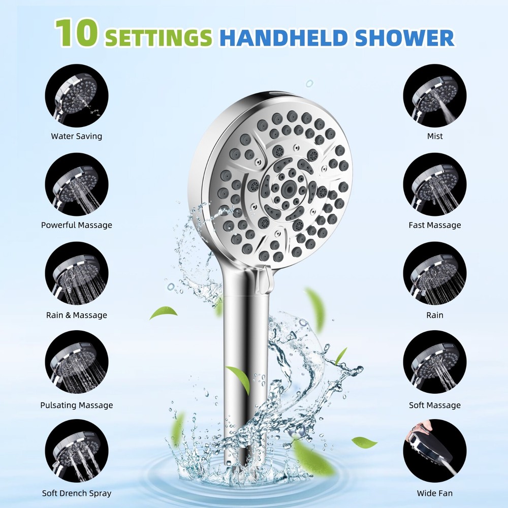13 Inch Rainfall Shower Head with Handheld Spray Combo High Pressure Adjustable