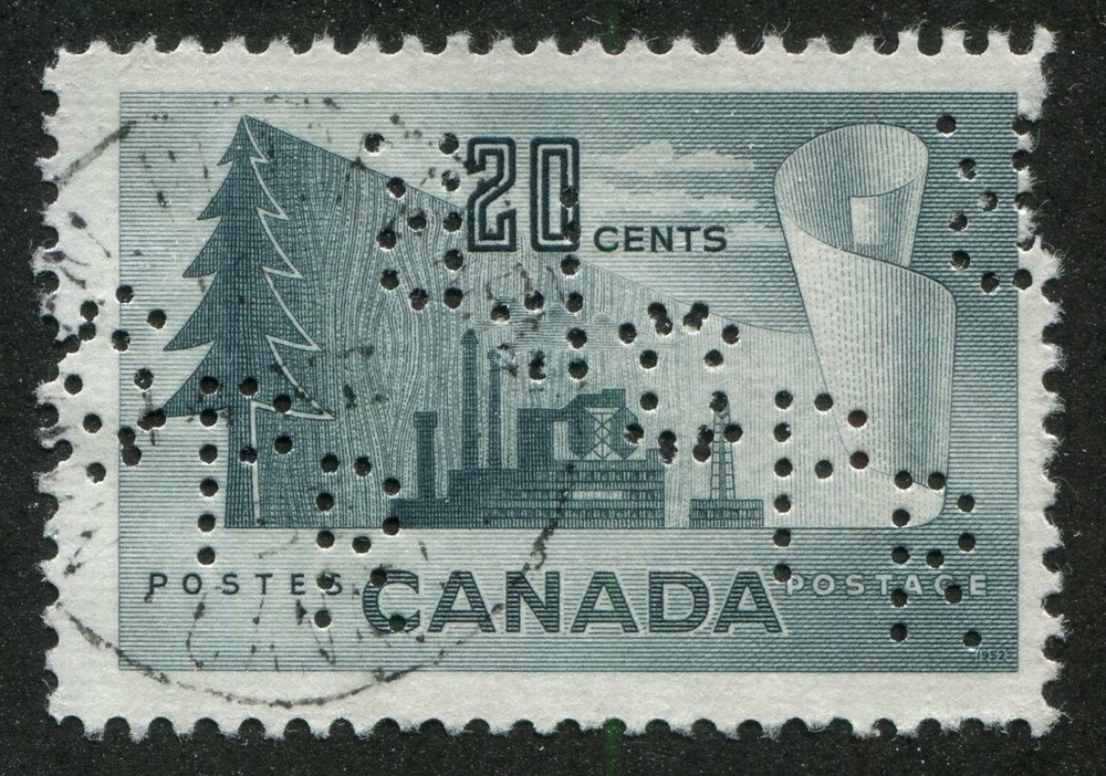 Canada #316 Used "CPR" Perfin Double