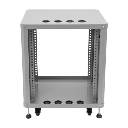 Network & Stereo Rack Rolling Server Rack Open Cabinet with Caster Wheels Grey