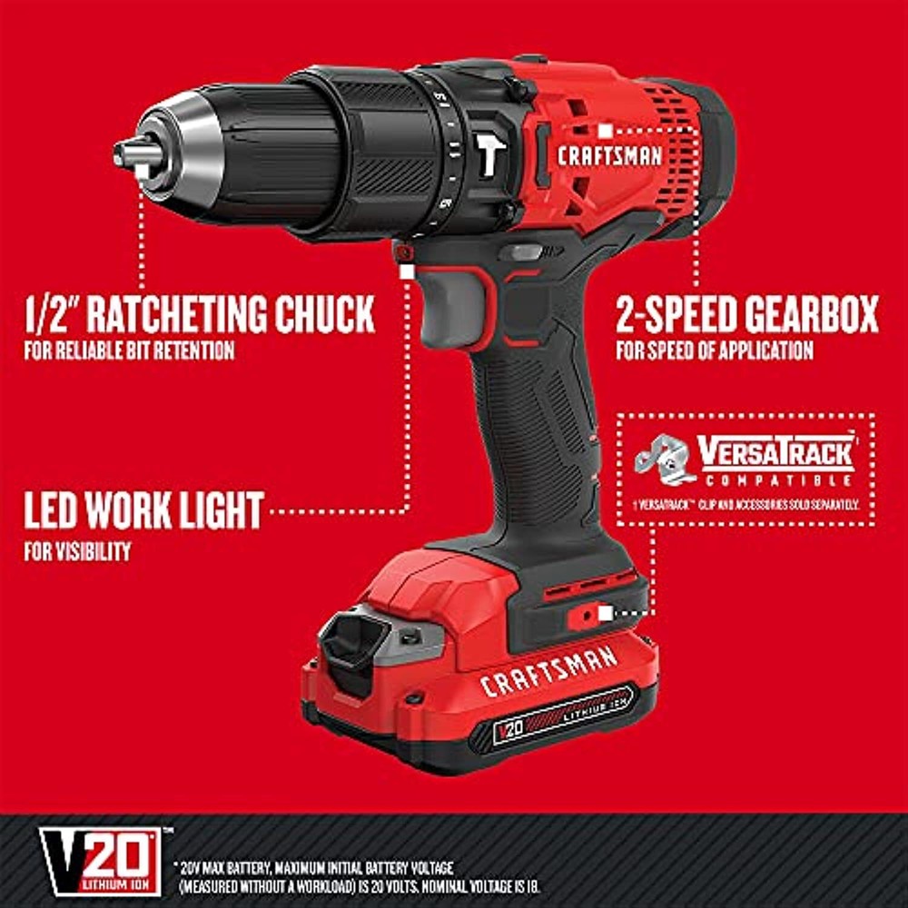 CRAFTSMAN V20* Cordless Hammer Drill Kit (CMCD711C2)