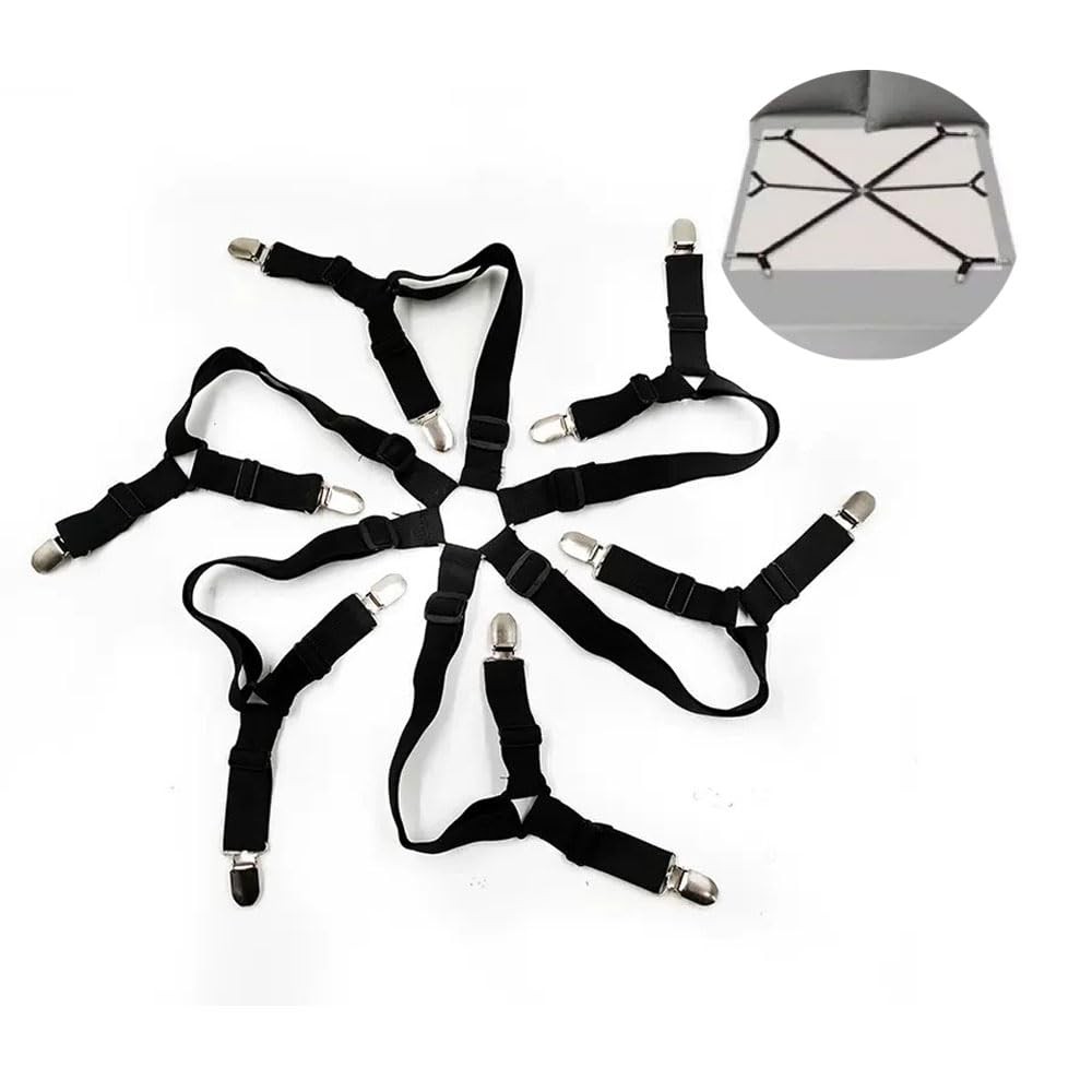 Elastic Sheet Fasteners for Staying Bedsheet Flat, Adjustable Bed Sheet Holde...