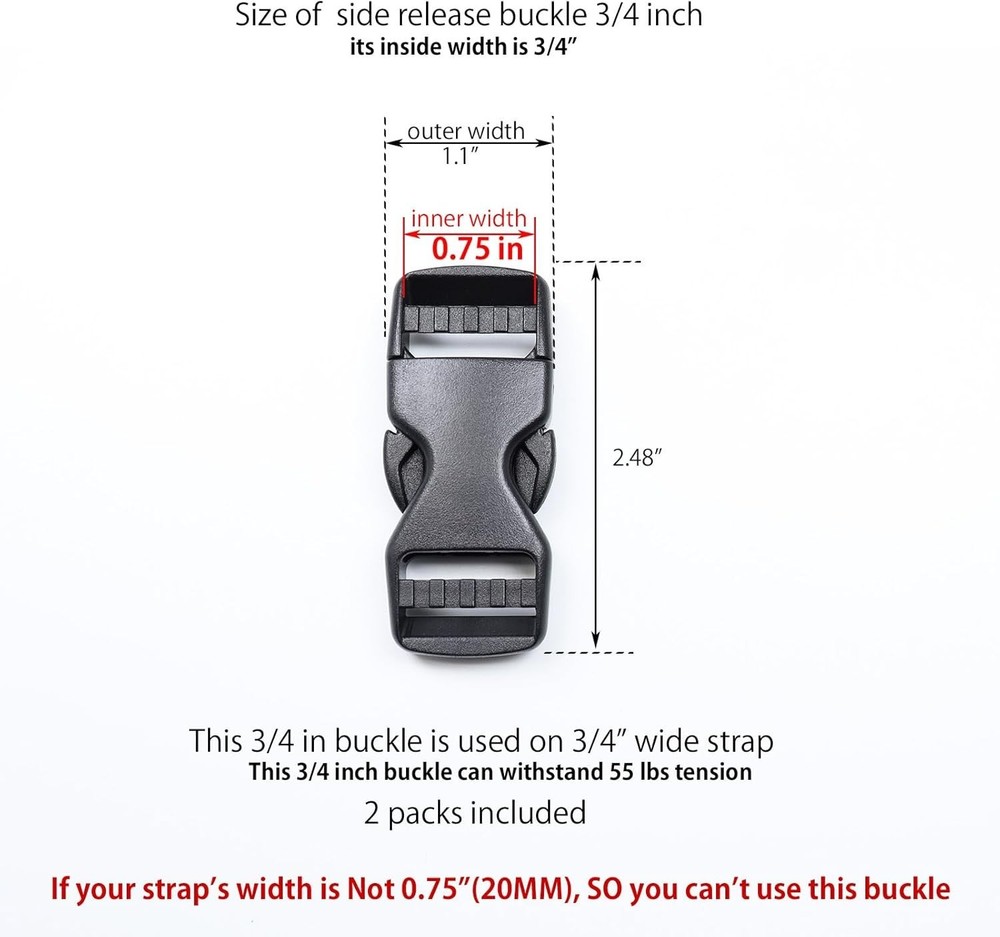 Side Release Buckles Heavy Duty Plastic Buckle Snap Clips Clasps Backpack Buc...