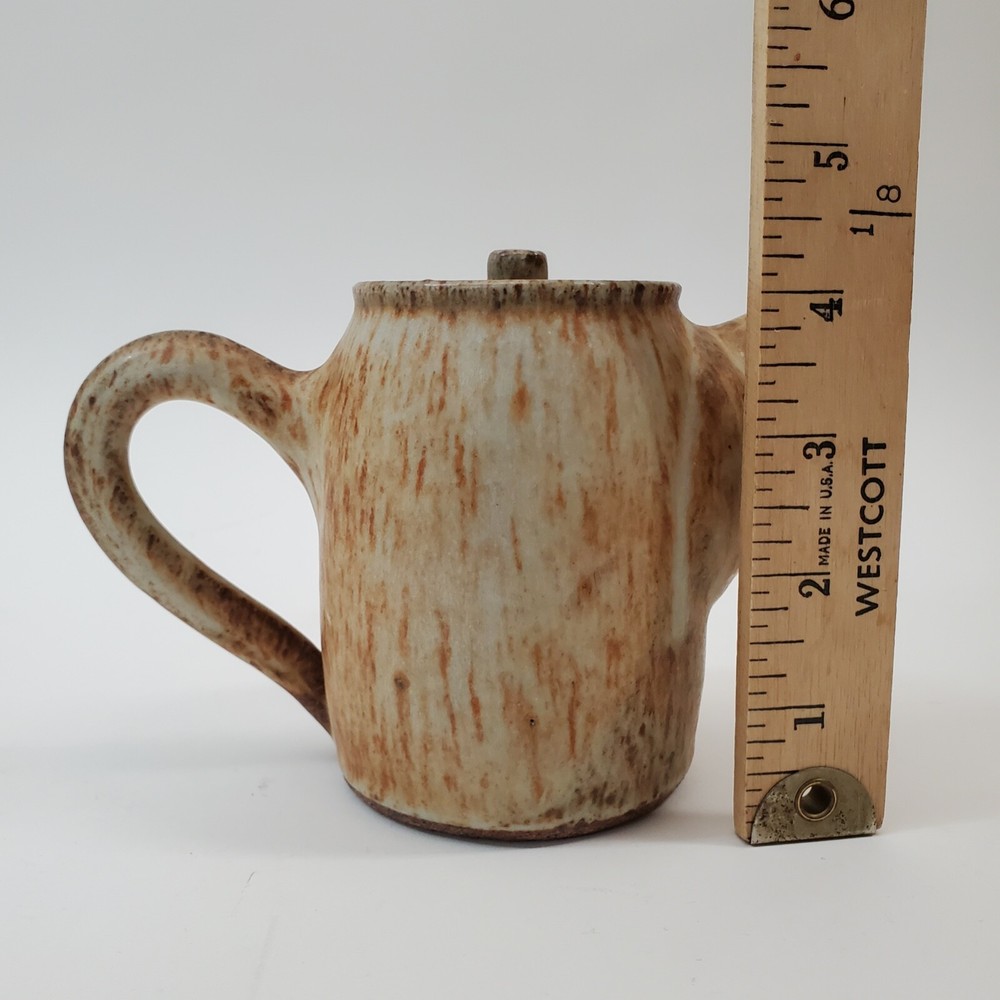 Vintage Rustic Pottery Studio Ceramic Teapot 4" - Scribed "B 93" Natural Glaze