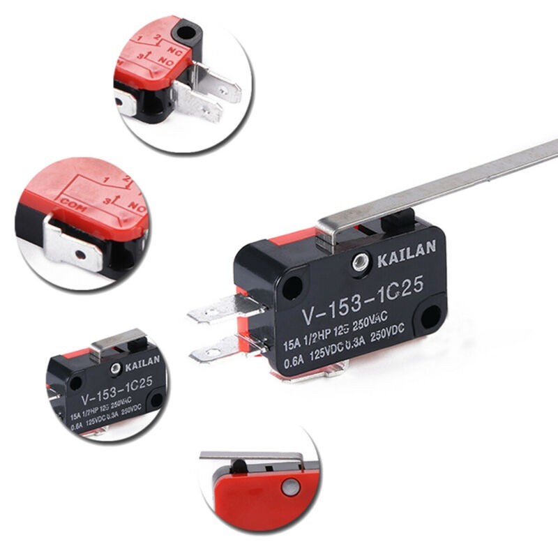 10* Limit Switch Long Straight Hinge Lever Type SPDT,V-153-1C25