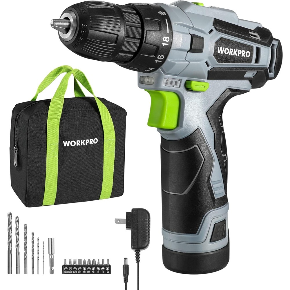 Cordless 12V Drill Driver Kit - Compact Electric Screwdriver for Home Projects
