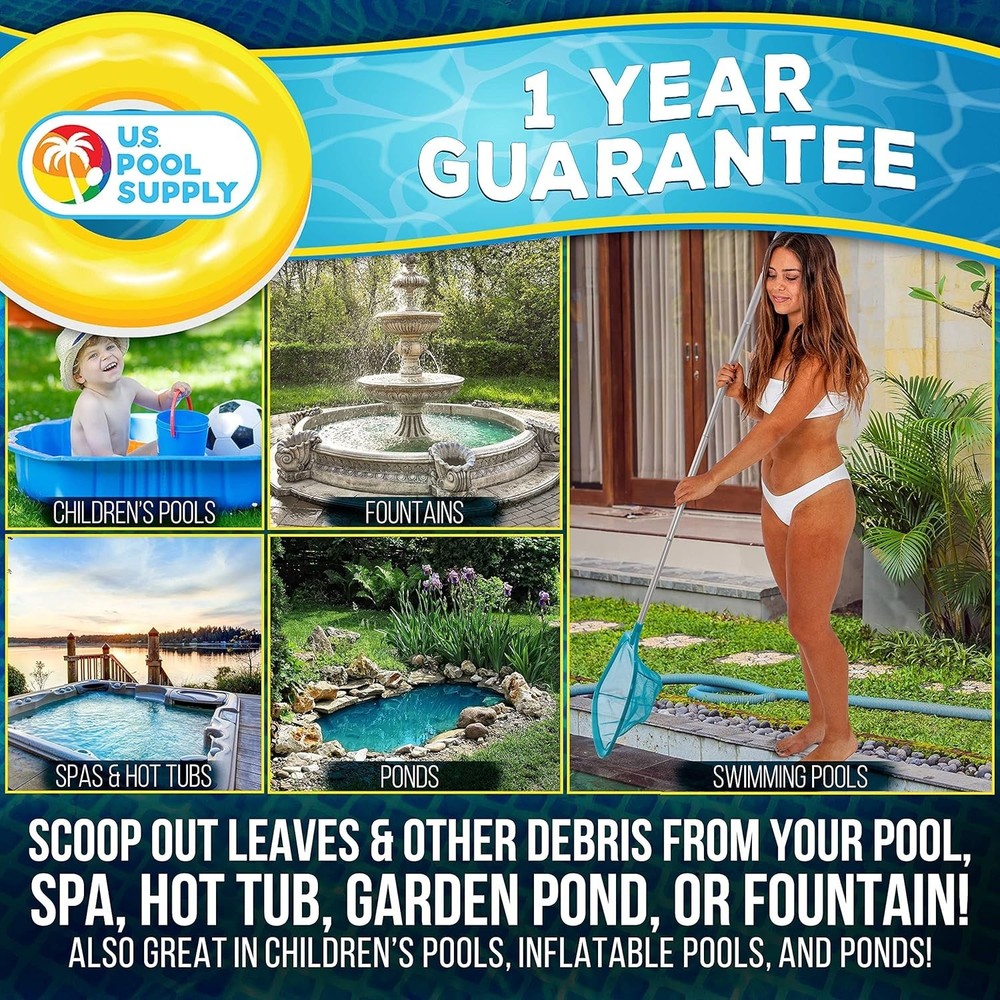 Efficient 5-Foot Leaf Skimmer with Customizable Handle - Ideal for Pools & Spas